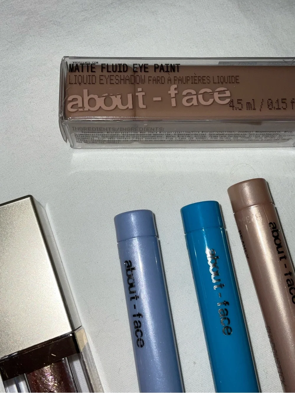 Bundle of about-face Cream Eyeshadow & Crayon Trio — Brown, Blue, Light blue